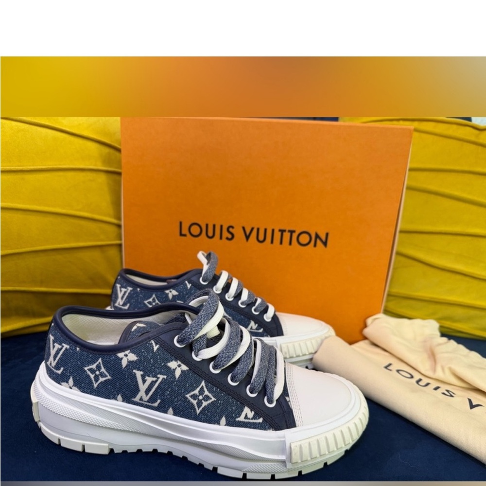 Louis Vuitton denim stellar sneakers. These run a lil small US 7.5 38
